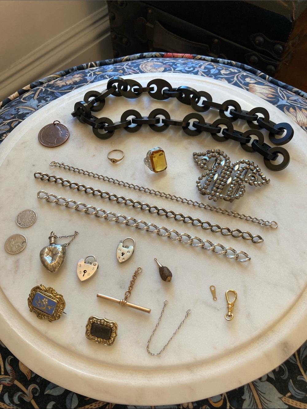 Antique Georgian & Victorian Mourning Jewelry & Hairwork Jewelry Lot - Picture 13 of 16